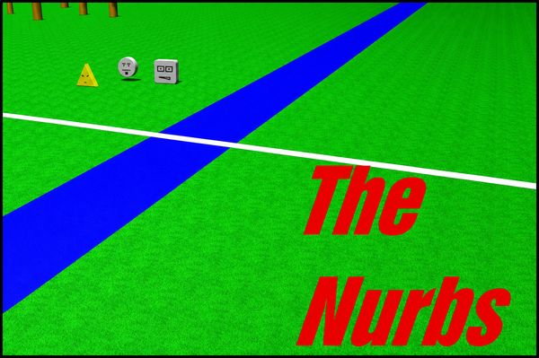 The Nurbs title appears over a bright green 3D landscape